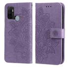 For OPPO A53 / A33 / A32 7-petal Flowers Embossing Pattern Horizontal Flip PU Leather Case with Holder & Card Slots & Wallet & Photo Frame(Light Purple) - 1