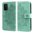 For OPPO A74 4G / F19 4G 7-petal Flowers Embossing Pattern Horizontal Flip PU Leather Case with Holder & Card Slots & Wallet & Photo Frame(Green) - 1