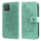 For OPPO A92s / Reno4 Z / A72 5G / A73 5G / A53 5G 7-petal Flowers Embossing Pattern Horizontal Flip PU Leather Case with Holder & Card Slots & Wallet & Photo Frame(Green) - 1