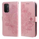 For OPPO A93 5G / A74 5G / A54 5G 7-petal Flowers Embossing Pattern Horizontal Flip PU Leather Case with Holder & Card Slots & Wallet & Photo Frame(Rose Gold) - 1
