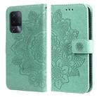 For OPPO A94 5G / F19 Pro+ / Reno5 Z 5G 7-petal Flowers Embossing Pattern Horizontal Flip PU Leather Case with Holder & Card Slots & Wallet & Photo Frame(Green) - 1