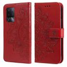 For OPPO A94 5G / F19 Pro+ / Reno5 Z 5G 7-petal Flowers Embossing Pattern Horizontal Flip PU Leather Case with Holder & Card Slots & Wallet & Photo Frame(Red) - 1