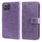 For OPPO F17 Pro / A93 4G / Reno4 Lite 7-petal Flowers Embossing Pattern Horizontal Flip PU Leather Case with Holder & Card Slots & Wallet & Photo Frame(Light Purple) - 1