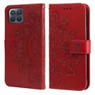 For OPPO F17 Pro / A93 4G / Reno4 Lite 7-petal Flowers Embossing Pattern Horizontal Flip PU Leather Case with Holder & Card Slots & Wallet & Photo Frame(Red) - 1