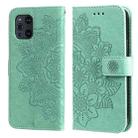 For OPPO Find X3 Pro / Find X3 7-petal Flowers Embossing Pattern Horizontal Flip PU Leather Case with Holder & Card Slots & Wallet & Photo Frame(Green) - 1