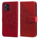 For OPPO Find X3 Pro / Find X3 7-petal Flowers Embossing Pattern Horizontal Flip PU Leather Case with Holder & Card Slots & Wallet & Photo Frame(Red) - 1