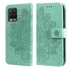 For OPPO Realme 8 / Realme 8 Pro 7-petal Flowers Embossing Pattern Horizontal Flip PU Leather Case with Holder & Card Slots & Wallet & Photo Frame(Green) - 1