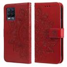 For OPPO Realme 8 / Realme 8 Pro 7-petal Flowers Embossing Pattern Horizontal Flip PU Leather Case with Holder & Card Slots & Wallet & Photo Frame(Red) - 1