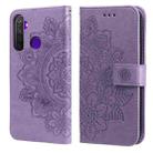 For OPPO Realme 5 / Realme 5s / Realme C3 7-petal Flowers Embossing Pattern Horizontal Flip PU Leather Case with Holder & Card Slots & Wallet & Photo Frame(Light Purple) - 1