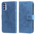 For OPPO Reno4 5G 7-petal Flowers Embossing Pattern Horizontal Flip PU Leather Case with Holder & Card Slots & Wallet & Photo Frame(Blue) - 1