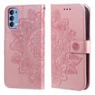 For OPPO Reno4 5G 7-petal Flowers Embossing Pattern Horizontal Flip PU Leather Case with Holder & Card Slots & Wallet & Photo Frame(Rose Gold) - 1