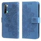 For OPPO Reno3 5G / Find X2 Lite / K7 7-petal Flowers Embossing Pattern Horizontal Flip PU Leather Case with Holder & Card Slots & Wallet & Photo Frame(Blue) - 1