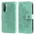 For OPPO Reno3 5G / Find X2 Lite / K7 7-petal Flowers Embossing Pattern Horizontal Flip PU Leather Case with Holder & Card Slots & Wallet & Photo Frame(Green) - 1