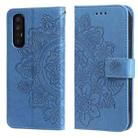 For OPPO Reno3 Pro 5G / Find X2 Neo 7-petal Flowers Embossing Pattern Horizontal Flip PU Leather Case with Holder & Card Slots & Wallet & Photo Frame(Blue) - 1