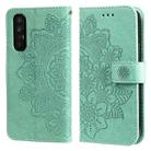 For OPPO Reno3 Pro 5G / Find X2 Neo 7-petal Flowers Embossing Pattern Horizontal Flip PU Leather Case with Holder & Card Slots & Wallet & Photo Frame(Green) - 1