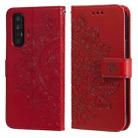 For OPPO Reno3 Pro 5G / Find X2 Neo 7-petal Flowers Embossing Pattern Horizontal Flip PU Leather Case with Holder & Card Slots & Wallet & Photo Frame(Red) - 1