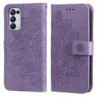 For OPPO Reno5 5G / 4G / Find X3 Lite 7-petal Flowers Embossing Pattern Horizontal Flip PU Leather Case with Holder & Card Slots & Wallet & Photo Frame(Light Purple) - 1