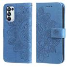 For OPPO Reno5 5G / 4G / Find X3 Lite 7-petal Flowers Embossing Pattern Horizontal Flip PU Leather Case with Holder & Card Slots & Wallet & Photo Frame(Blue) - 1