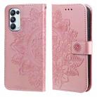 For OPPO Reno5 5G / 4G / Find X3 Lite 7-petal Flowers Embossing Pattern Horizontal Flip PU Leather Case with Holder & Card Slots & Wallet & Photo Frame(Rose Gold) - 1