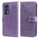 For OPPO Reno5 Pro+ / Find X3 Neo 7-petal Flowers Embossing Pattern Horizontal Flip PU Leather Case with Holder & Card Slots & Wallet & Photo Frame(Light Purple) - 1