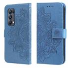 For OPPO Reno5 Pro+ / Find X3 Neo 7-petal Flowers Embossing Pattern Horizontal Flip PU Leather Case with Holder & Card Slots & Wallet & Photo Frame(Blue) - 1