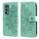 For OPPO Reno5 Pro+ / Find X3 Neo 7-petal Flowers Embossing Pattern Horizontal Flip PU Leather Case with Holder & Card Slots & Wallet & Photo Frame(Green) - 1