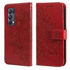 For OPPO Reno5 Pro+ / Find X3 Neo 7-petal Flowers Embossing Pattern Horizontal Flip PU Leather Case with Holder & Card Slots & Wallet & Photo Frame(Red) - 1