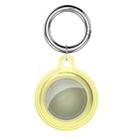 All-inclusive Clear Crystal Shockproof Protective Cover Case with Keychain Hook Loop For AirTag(Yellow) - 1