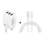 SOlma 2 in 1 6.2A 3 USB Ports Travel Charger + 1.2m USB to 8 Pin Data Cable Set, UK Plug - 1