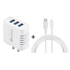 SOlma 2 in 1 6.2A 3 USB Ports Travel Charger + 1.2m USB to 8 Pin Data Cable Set, US Plug - 1