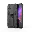 For vivo V21 Supersonic PC + TPU Shock-proof Protective Case with Holder(Black) - 1