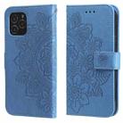 For iPhone 11 7-petal Flowers Embossing Pattern Horizontal Flip PU Leather Case with Holder & Card Slots & Wallet & Photo Frame (Blue) - 1