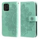 For iPhone 11 Pro Max 7-petal Flowers Embossing Pattern Horizontal Flip PU Leather Case with Holder & Card Slots & Wallet & Photo Frame (Green) - 1