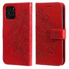 For iPhone 12 Pro Max 7-petal Flowers Embossing Pattern Horizontal Flip PU Leather Case with Holder & Card Slots & Wallet & Photo Frame(Red) - 1