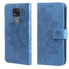 For Motorola Moto G Play 2021 7-petal Flowers Embossing Pattern Horizontal Flip PU Leather Case with Holder & Card Slots & Wallet & Photo Frame(Blue) - 1