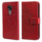 For Motorola Moto G Play 2021 7-petal Flowers Embossing Pattern Horizontal Flip PU Leather Case with Holder & Card Slots & Wallet & Photo Frame(Red) - 1