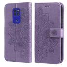 For Motorola Moto G9 Play / E7 Plus 7-petal Flowers Embossing Pattern Horizontal Flip PU Leather Case with Holder & Card Slots & Wallet & Photo Frame(Light Purple) - 1