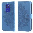 For Motorola Moto G9 Play / E7 Plus 7-petal Flowers Embossing Pattern Horizontal Flip PU Leather Case with Holder & Card Slots & Wallet & Photo Frame(Blue) - 1