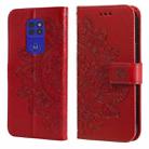 For Motorola Moto G9 Play / E7 Plus 7-petal Flowers Embossing Pattern Horizontal Flip PU Leather Case with Holder & Card Slots & Wallet & Photo Frame(Red) - 1