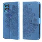 For Motorola Moto G100 / Edge S 7-petal Flowers Embossing Pattern Horizontal Flip PU Leather Case with Holder & Card Slots & Wallet & Photo Frame(Blue) - 1