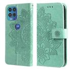 For Motorola Moto G100 / Edge S 7-petal Flowers Embossing Pattern Horizontal Flip PU Leather Case with Holder & Card Slots & Wallet & Photo Frame(Green) - 1