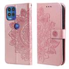 For Motorola Moto G100 / Edge S 7-petal Flowers Embossing Pattern Horizontal Flip PU Leather Case with Holder & Card Slots & Wallet & Photo Frame(Rose Gold) - 1