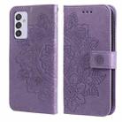 For Samsung Galaxy A82 5G 7-petal Flowers Embossing Pattern Horizontal Flip PU Leather Case with Holder & Card Slots & Wallet & Photo Frame(Light Purple) - 1