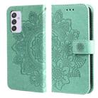 For Samsung Galaxy A82 5G 7-petal Flowers Embossing Pattern Horizontal Flip PU Leather Case with Holder & Card Slots & Wallet & Photo Frame(Green) - 1