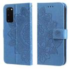 For Samsung Galaxy S20 FE 7-petal Flowers Embossing Pattern Horizontal Flip PU Leather Case with Holder & Card Slots & Wallet & Photo Frame(Blue) - 1