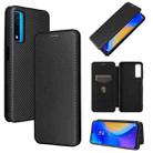 For TCL 20S Carbon Fiber Texture Horizontal Flip TPU + PC + PU Leather Case with Card Slot(Black) - 1