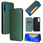 For TCL 20S Carbon Fiber Texture Horizontal Flip TPU + PC + PU Leather Case with Card Slot(Green) - 1