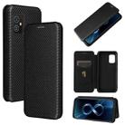 For Asus Zenfone 8 / ZS590KS (8 Mini) Carbon Fiber Texture Horizontal Flip TPU + PC + PU Leather Case with Card Slot(Black) - 1