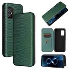 For Asus Zenfone 8 / ZS590KS (8 Mini) Carbon Fiber Texture Horizontal Flip TPU + PC + PU Leather Case with Card Slot(Green) - 1