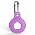 Anti-scratch Silicone Shockproof Protective Cover Case with Carabiner For AirTag(Purple) - 1